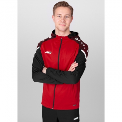 JAKO Kapuzenjacke Performance (Polyester-Fleece) rot/schwarz Herren